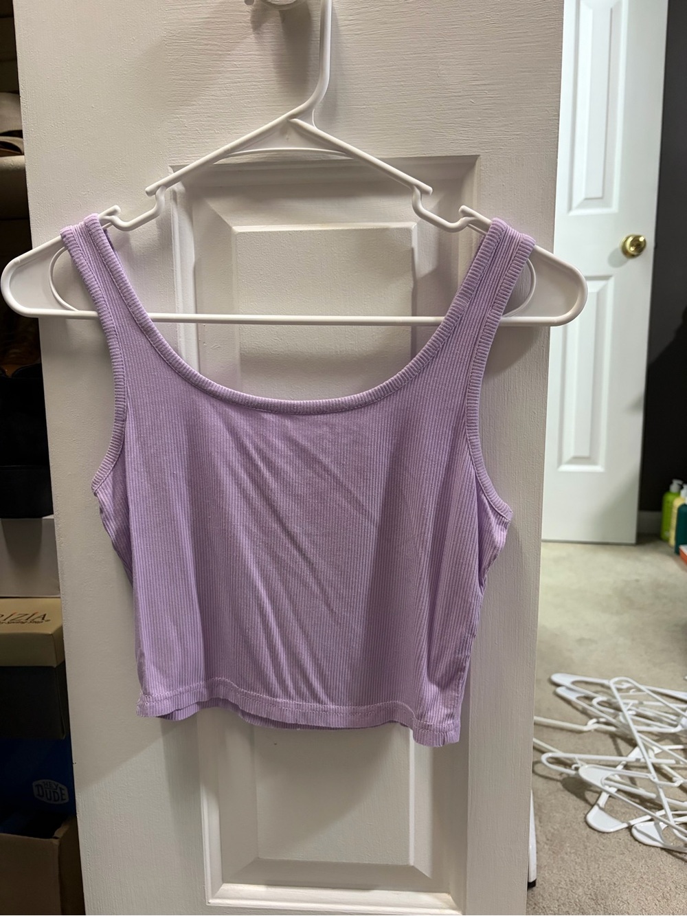 SHEIN Lavender Ribbed Scoop Neck Crop Tank